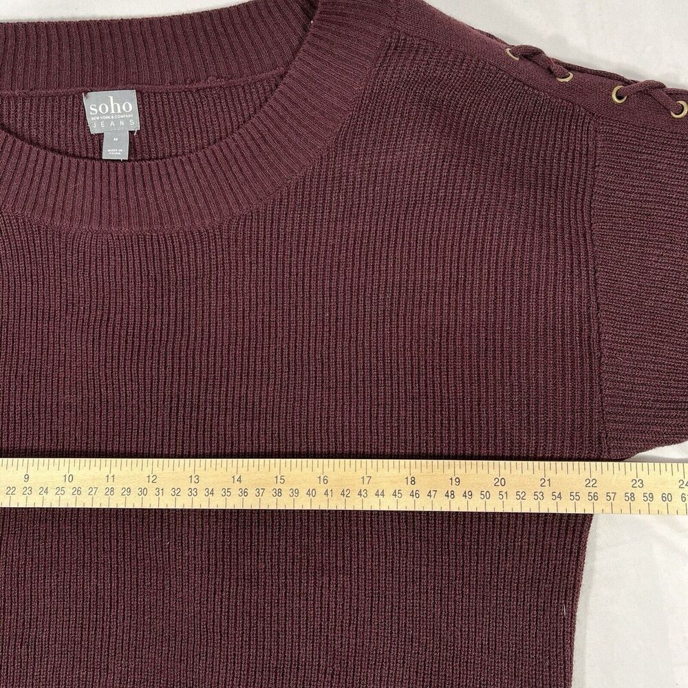 SOHO NEW YORK AND COMPANY SWEATER TOP WOMENS MEDIUM RED 3/4 SLEEVE NWT NEW - Picture 11 of 13